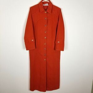 CMC by Color Me Cotton Button Front Maxi Dress Size XS Orange Cotton Long Sleeve